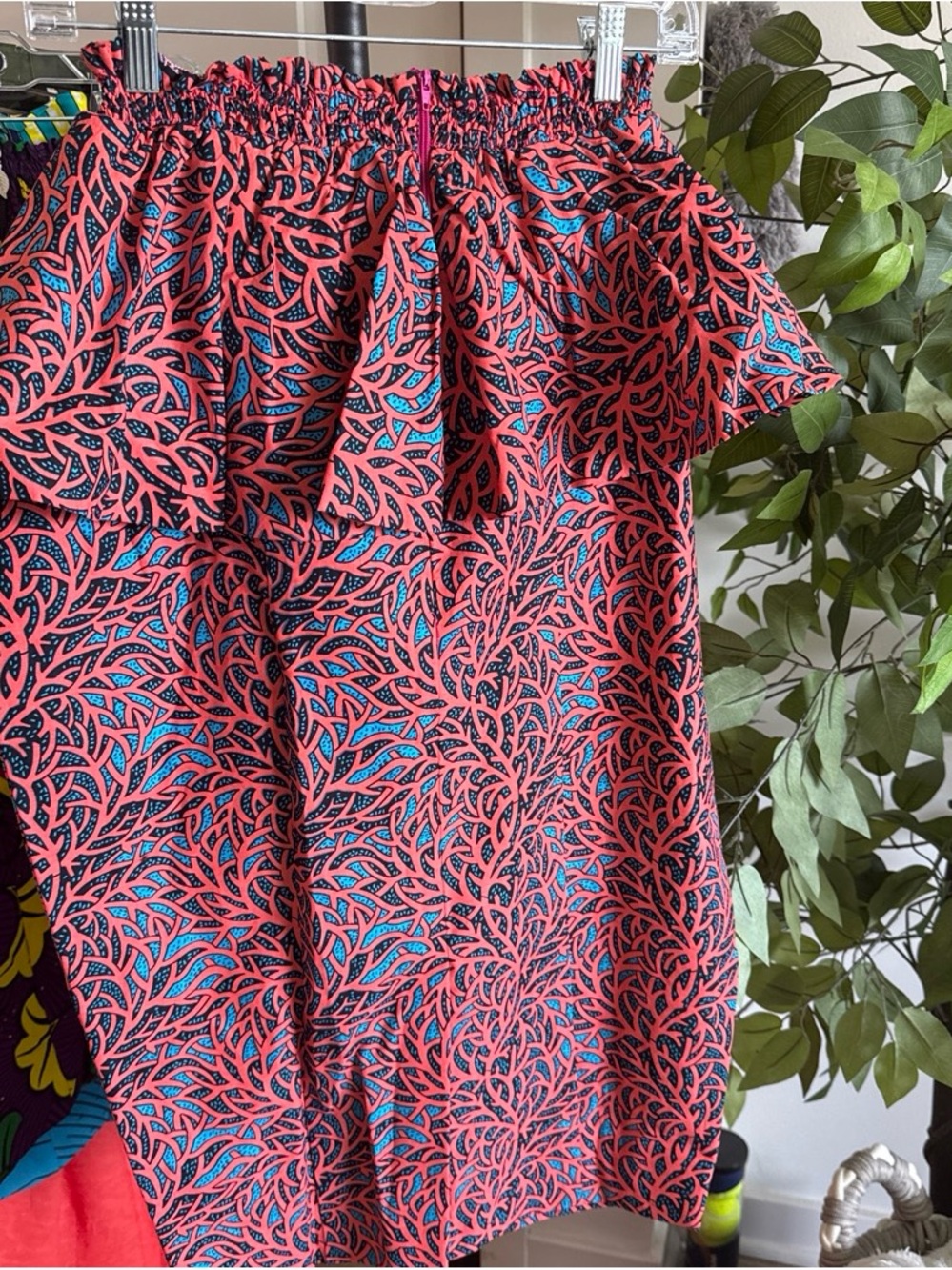 Women's Coral & Teal Swim Midi Skirt